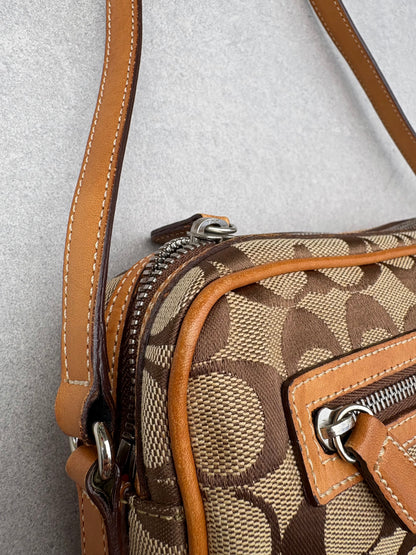 Coach Brown Canvas Signature Crossbody Bag
