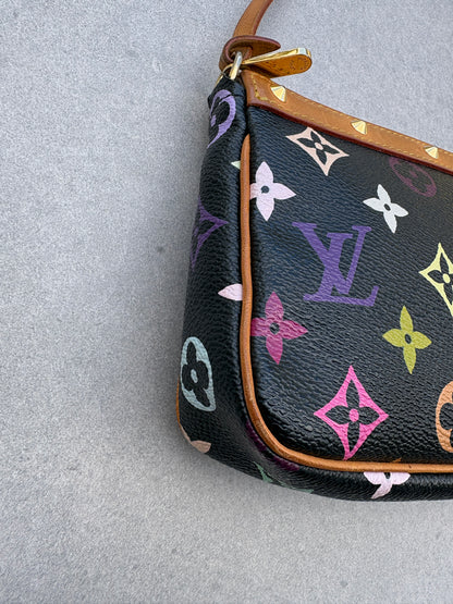 Louis Vuitton x Takashi Murakami Black Multicolour Pochette Accessoires 2000s