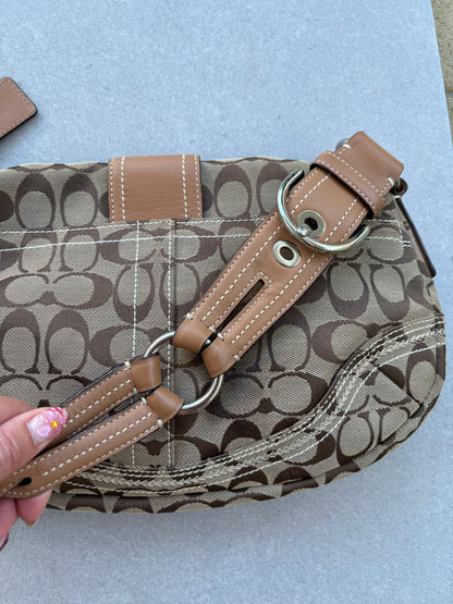 Coach Soho Brown Monogram Shoulder Bag