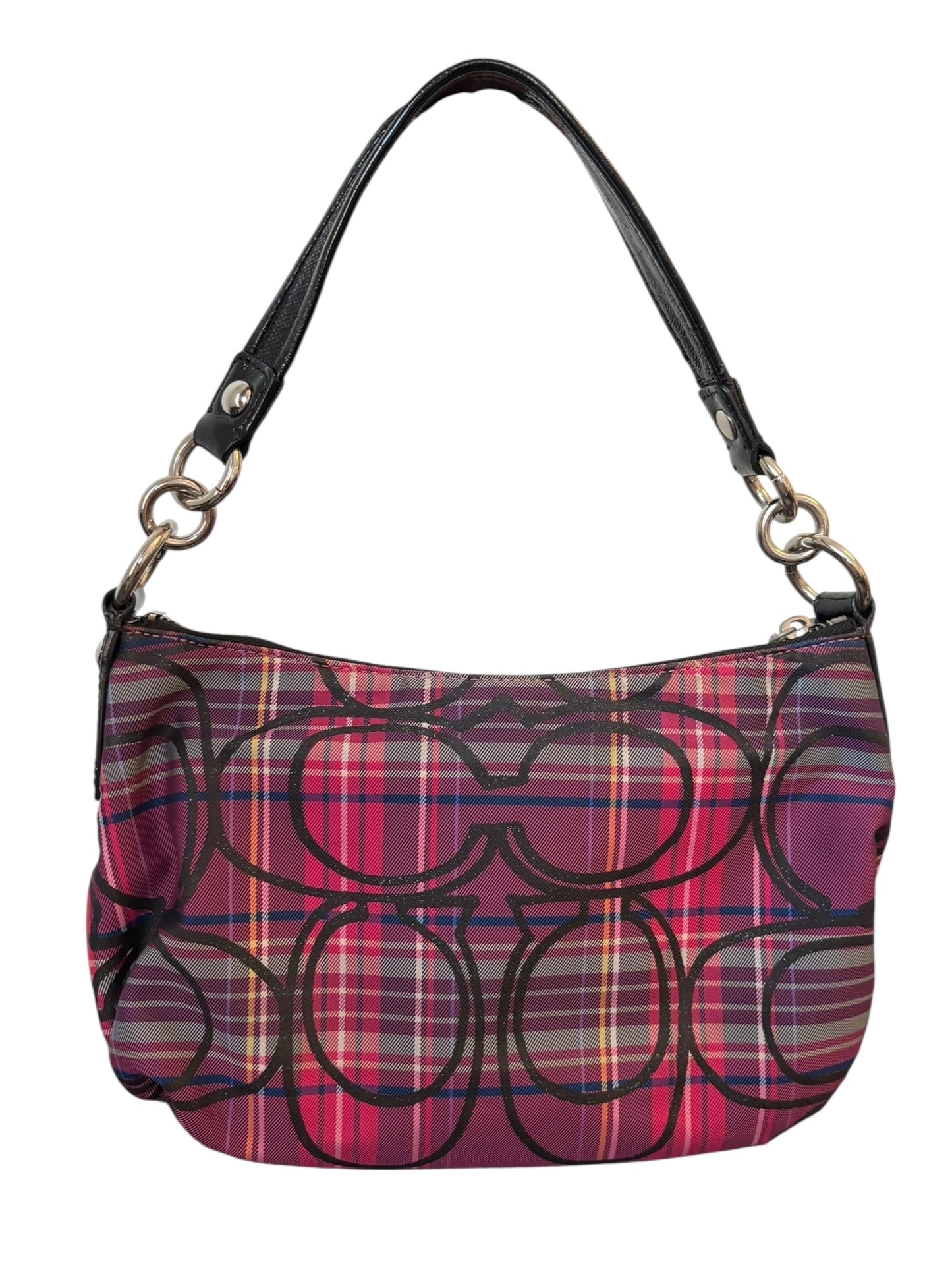 Coach Poppy Berry Tartan Plaid Shoulder Bag Two Way
