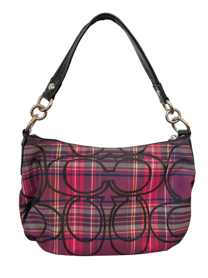 Coach Poppy Berry Tartan Plaid Shoulder Bag Two Way