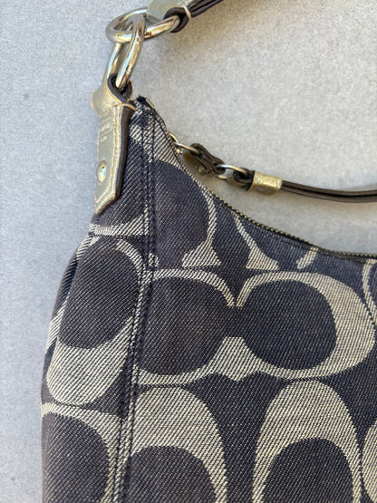 Coach Signature Denim Navy/Silver Shoulder Bag