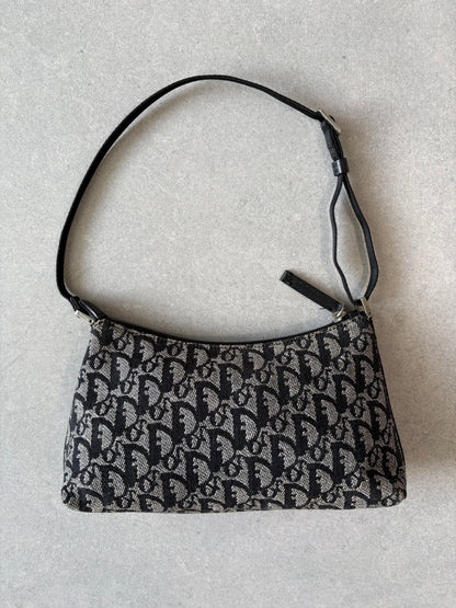 Christian Dior 2000s Black Trotter Monogram Shoulder Bag