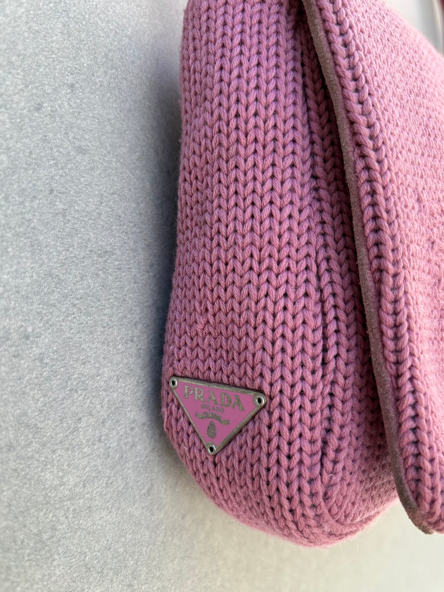 Prada Knit Shoulder Bag Pink
