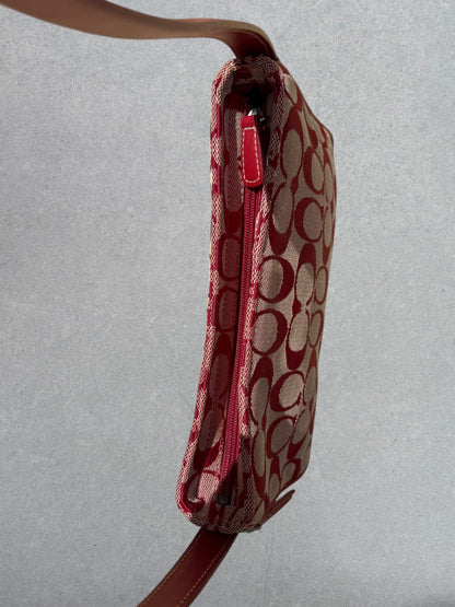 Coach Rare Red Monogram Shoulder Bag