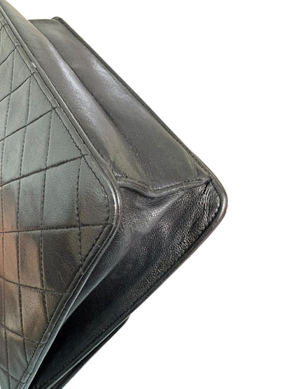 Chanel Classic Vintage Flap Black Lambskin Leather Shoulder Bag