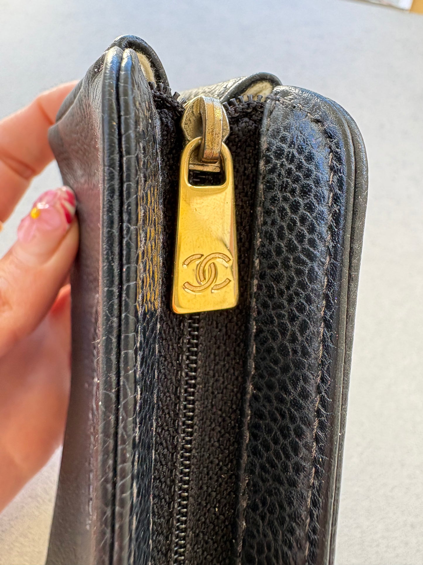 Chanel Black Cavier Leather with Gold Hardware