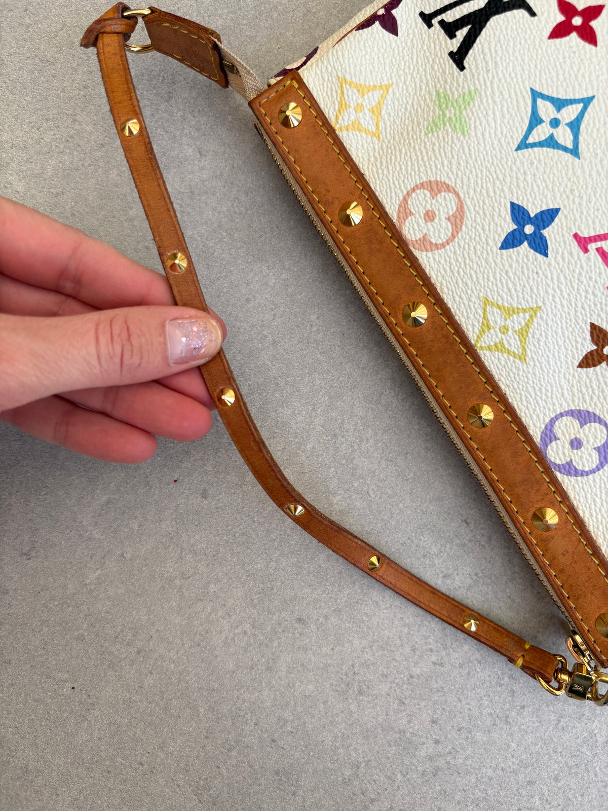 Louis Vuitton x Takashi Murakami White Multicolour Pochette Accessoires 2000s
