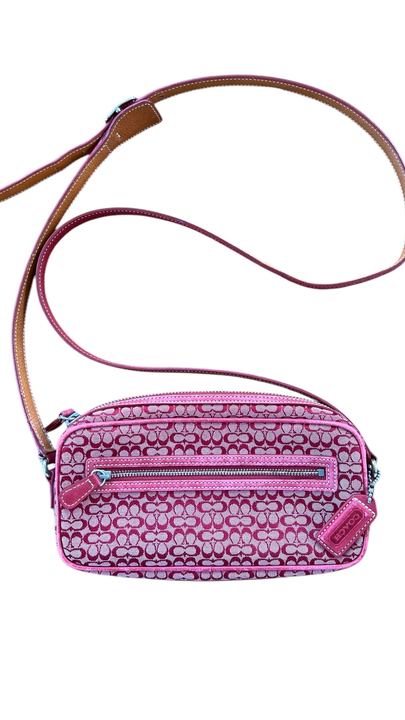Coach Red Canvas Signature Crossbody Bag