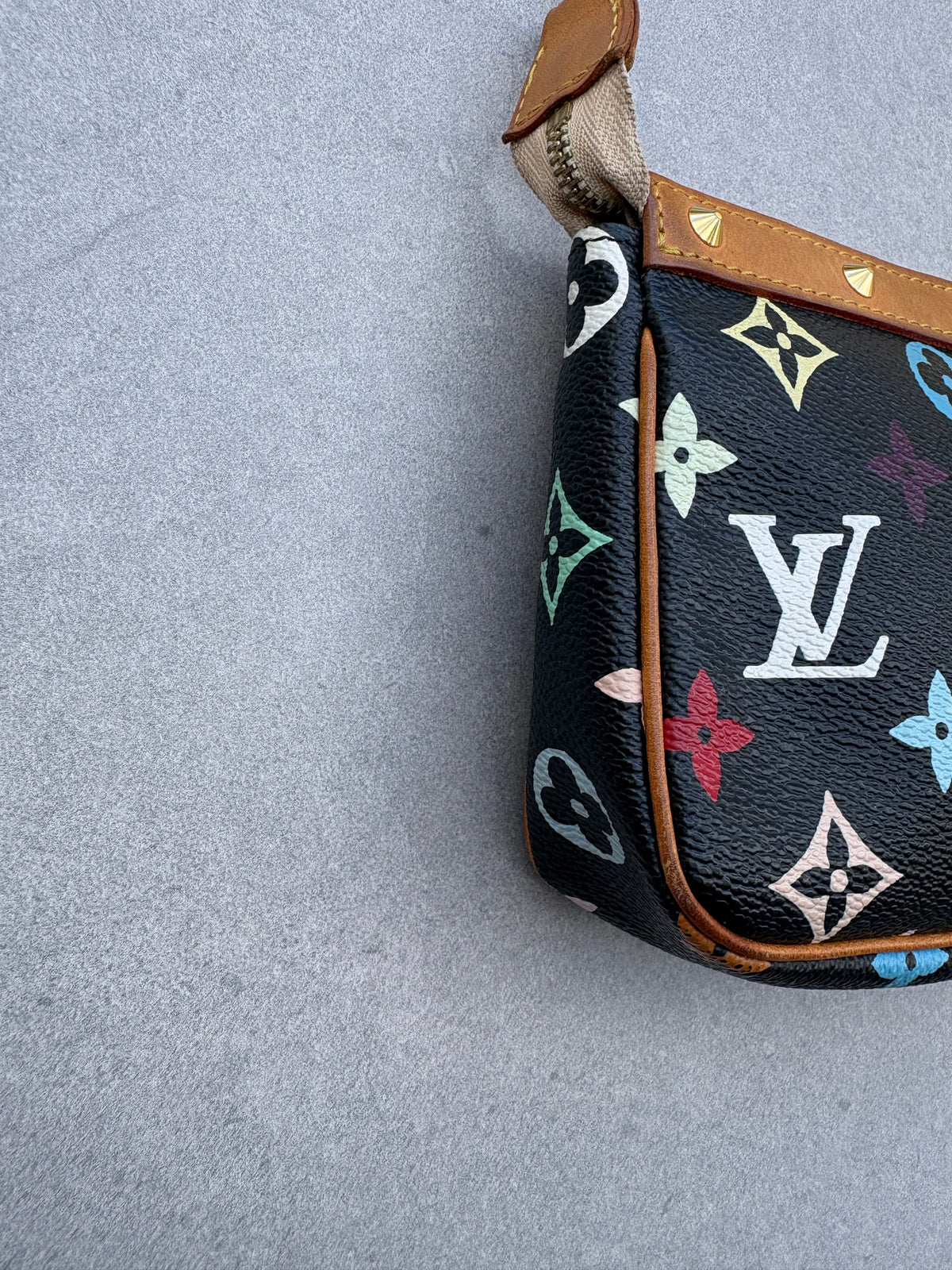 Louis Vuitton x Takashi Murakami Black Multicolour Pochette Accessoires 2000s