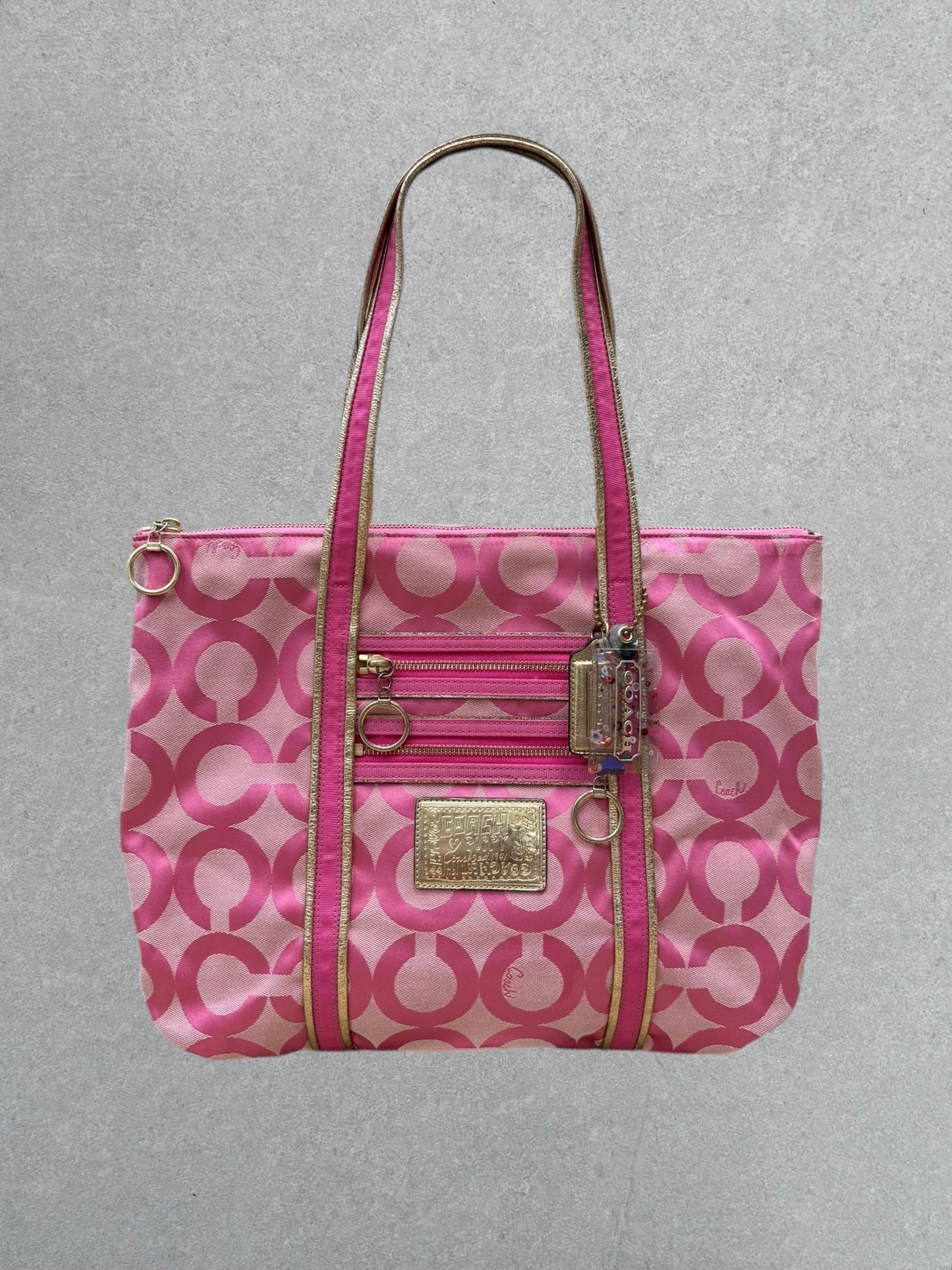 Coach Art Pink Tote Bag with Glitter Tag