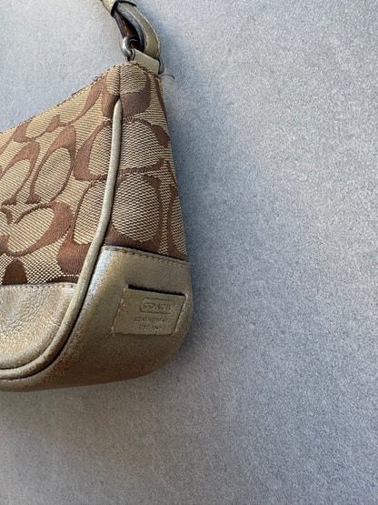 Coach Signature Demi Beige and Silver Shoulder Bag