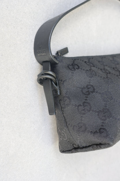 Gucci Black GG Canvas and Leather Pochette