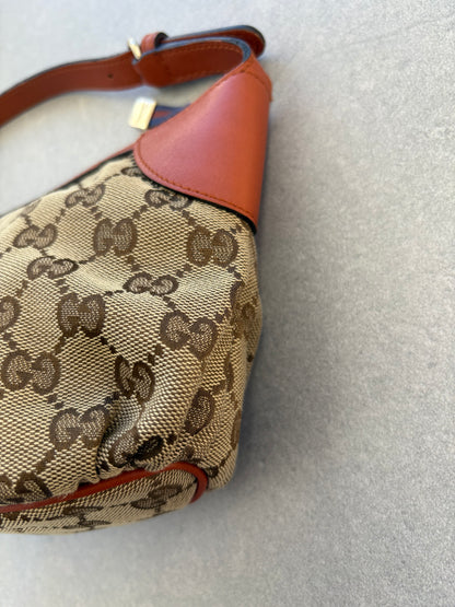 Gucci GG Canvas Pochette with Orange Trim