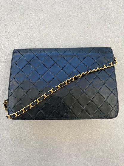 Chanel Classic Vintage Flap Black Lambskin Leather Shoulder Bag