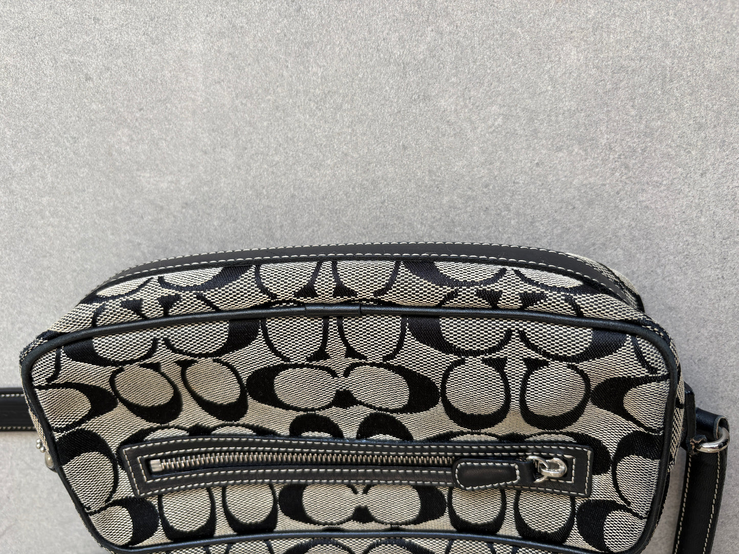 Coach Black and Grey Canvas Signature Crossbody Bag
