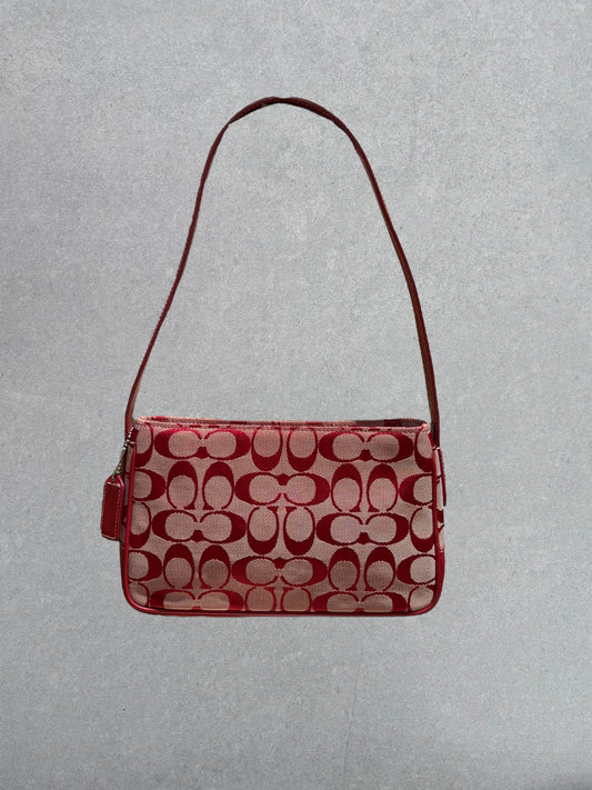 Coach Rare Red Monogram Shoulder Bag