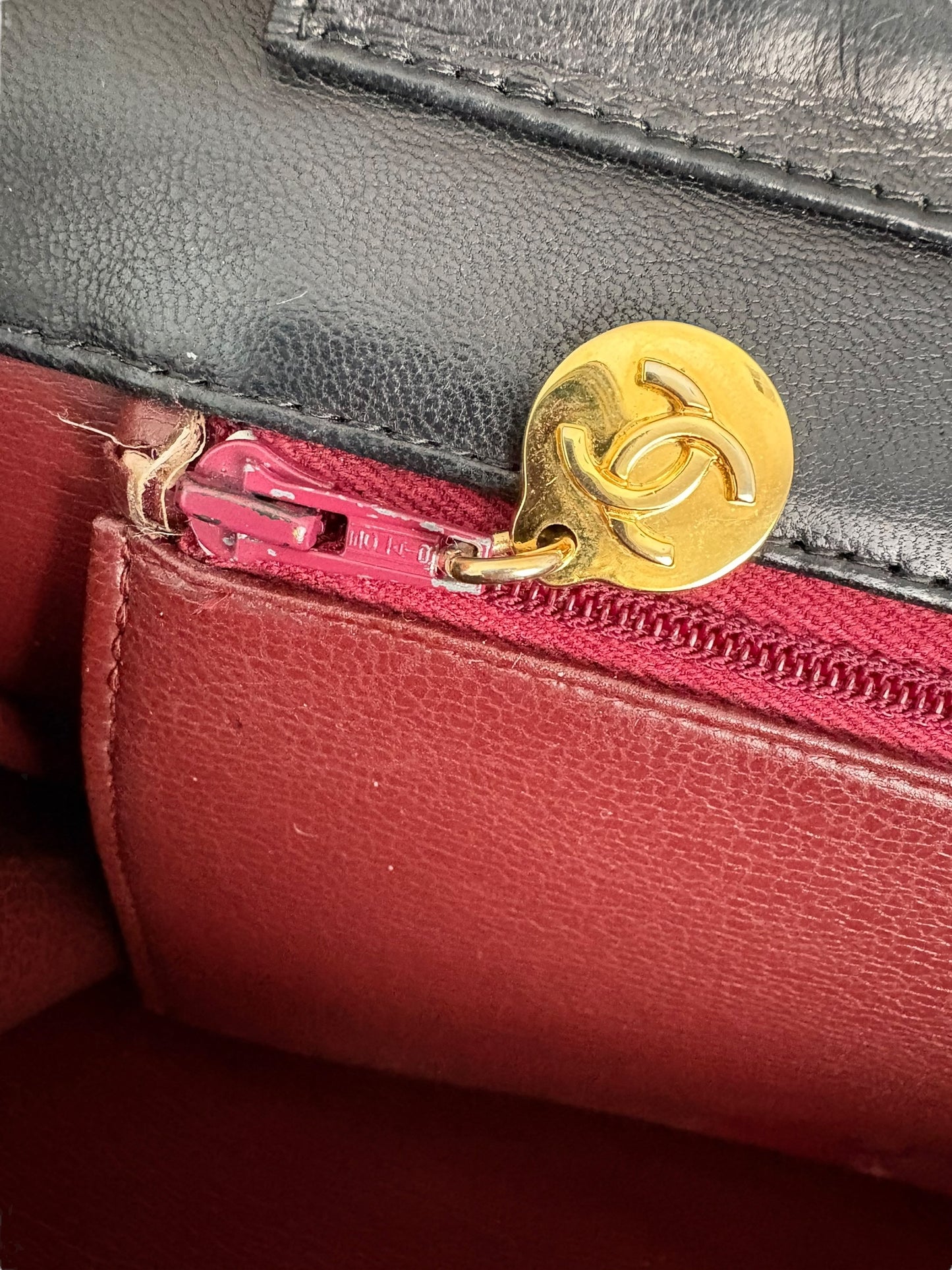 Chanel Classic Vintage Flap Black Lambskin Leather Shoulder Bag