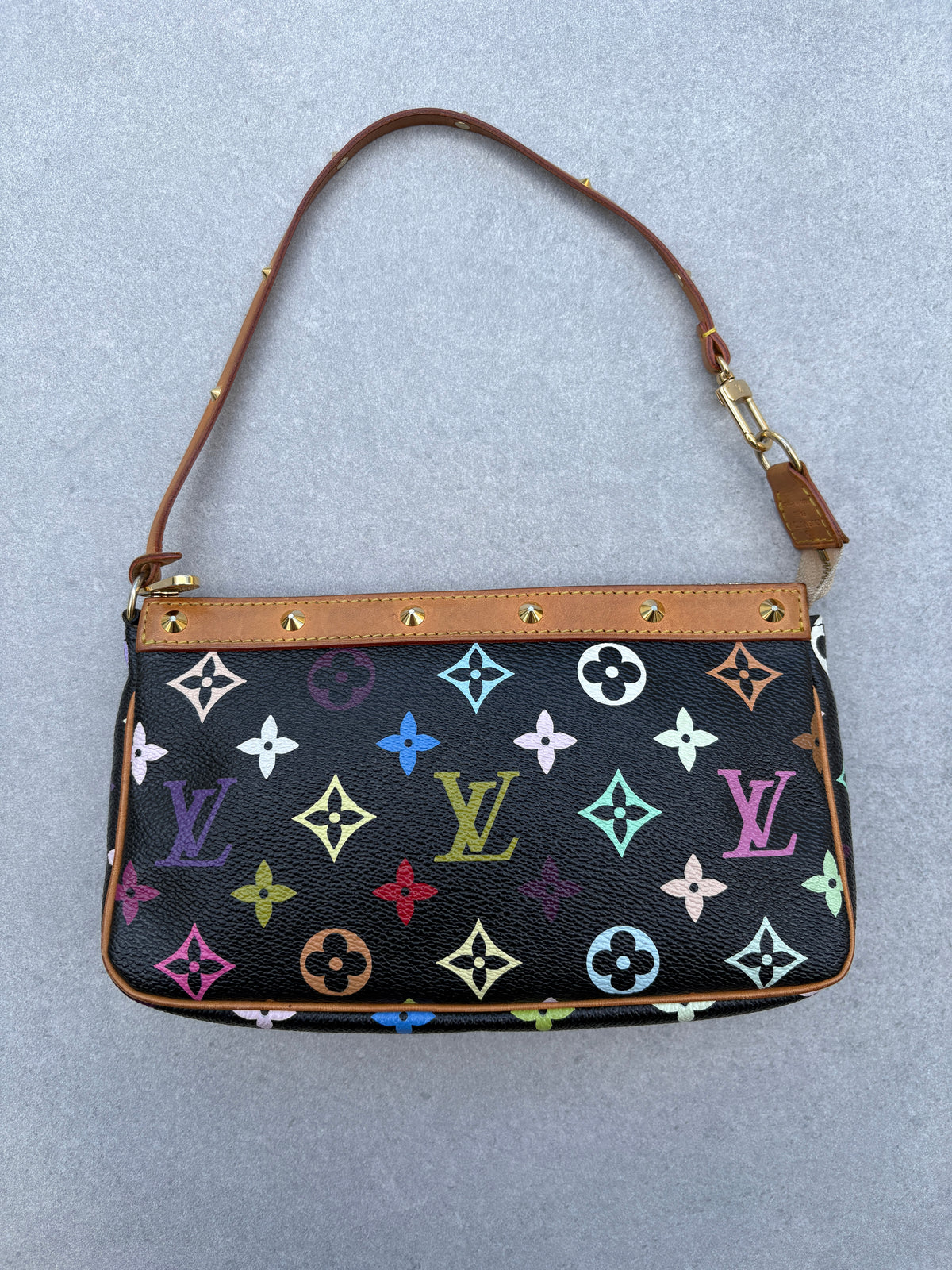 Louis Vuitton x Takashi Murakami Black Multicolour Pochette Accessoires 2000s