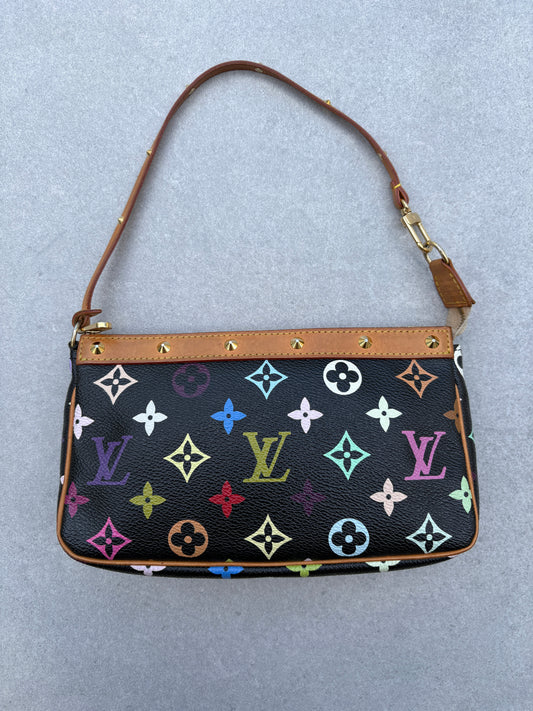 Louis Vuitton x Takashi Murakami Black Multicolour Pochette Accessoires 2000s