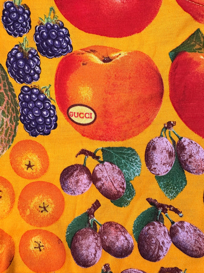 Gucci 1996 by Tom Ford Fruit Print Botanic Green Cotton T-Shirt