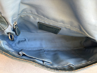 Coach Blue Suede and Canvas Optic Monogram Shoulder Bag