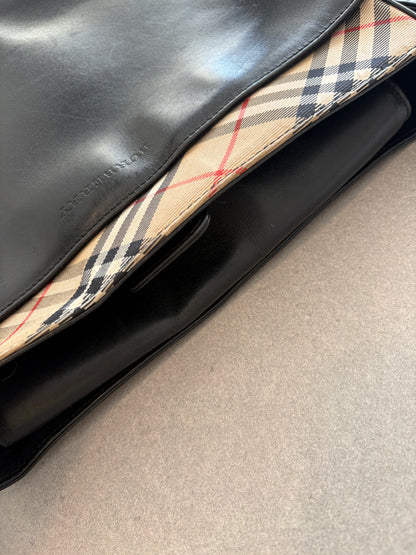 Burberry Beige Nova Check and Black Leather Shoulder bag