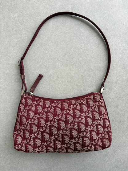 Christian Dior 2000s Red Trotter Monogram Shoulder Bag