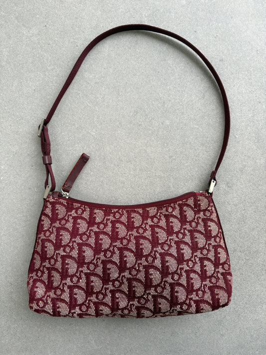 Christian Dior 2000s Red Trotter Monogram Shoulder Bag
