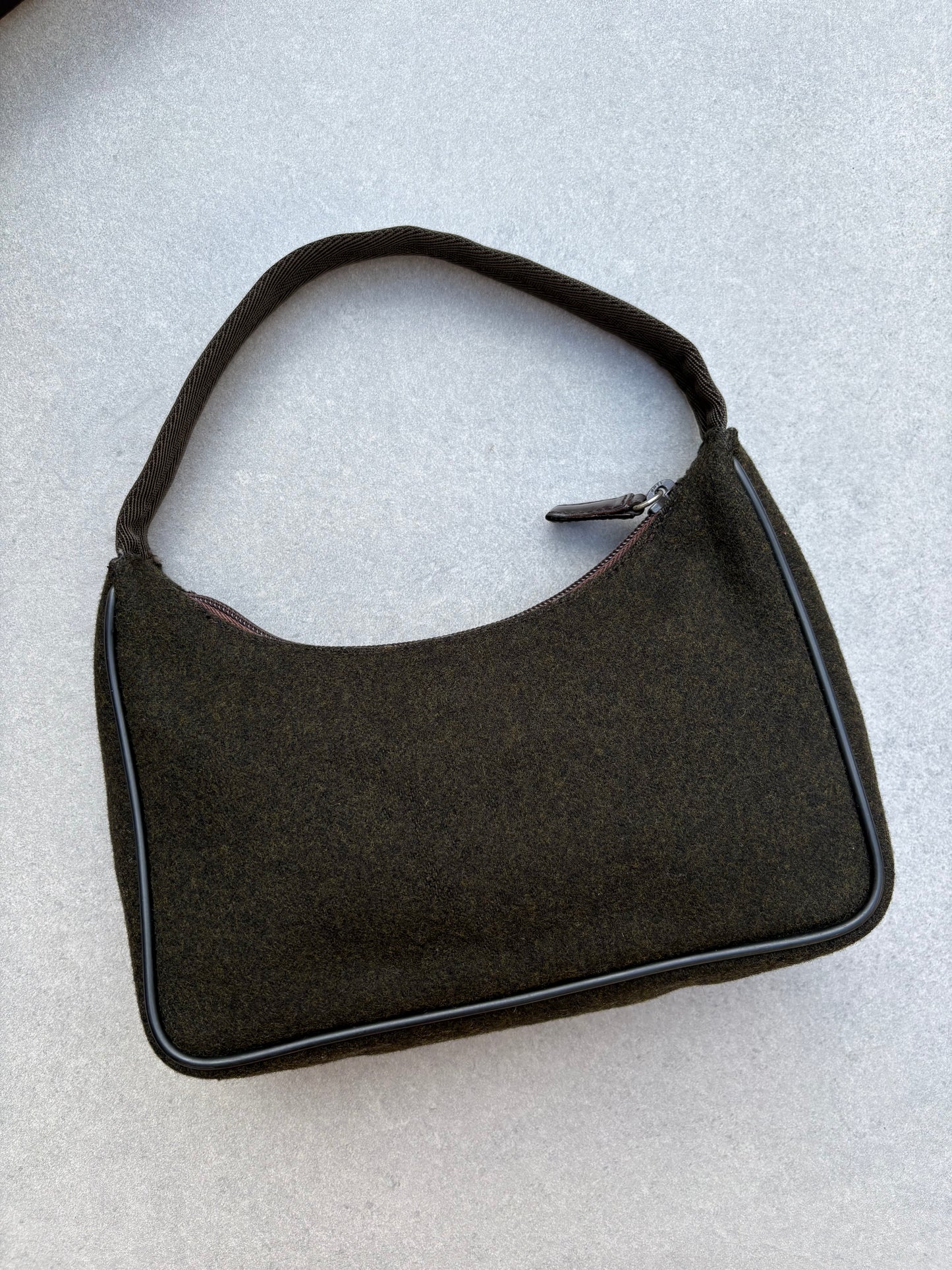 Prada Brown Re-edition 2000 Wool Bag