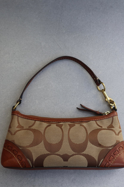 Coach Signature Tan and Brown Shoulder Bag