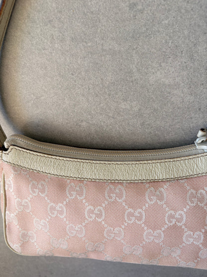 Gucci Pink GG Canvas & Leather Abbey Pochette