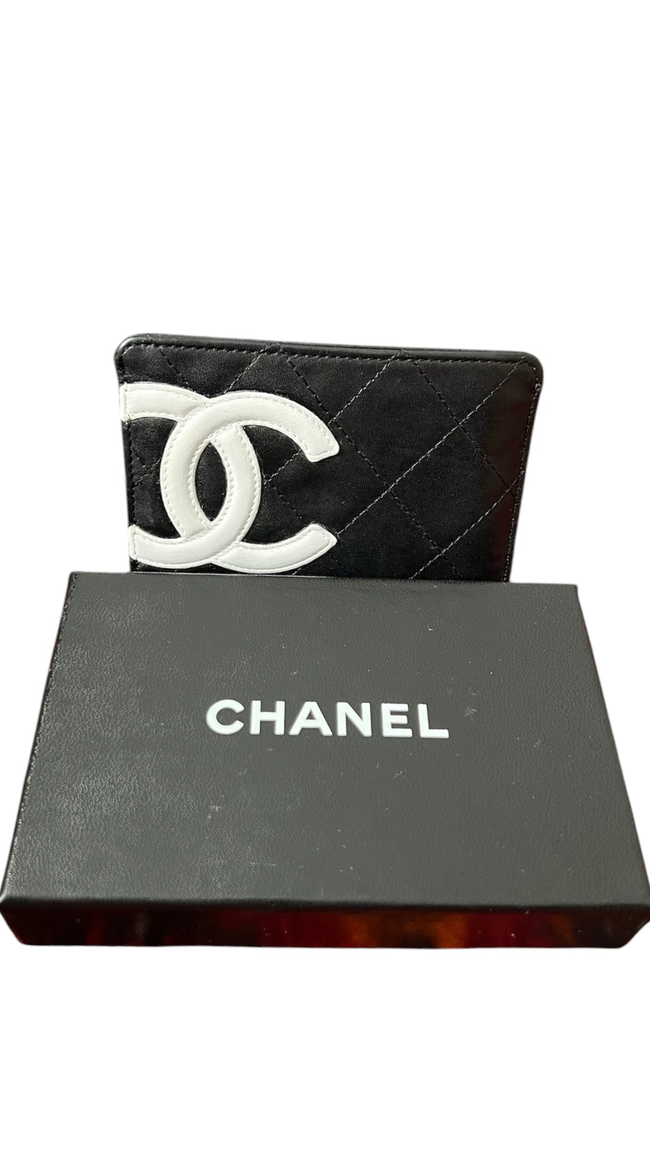 Chanel Black Quilted Lambskin Cambon Card Holder