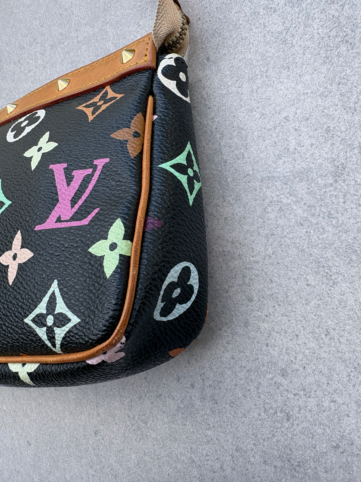 Louis Vuitton x Takashi Murakami Black Multicolour Pochette Accessoires 2000s