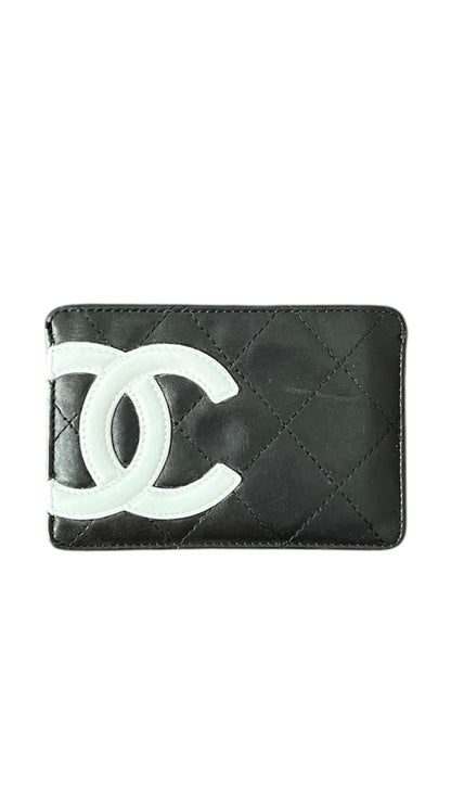 Chanel Black Quilted Lambskin Cambon Card Holder