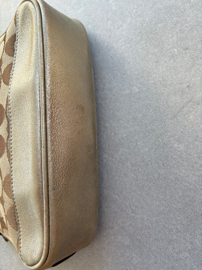 Coach Signature Demi Beige and Silver Shoulder Bag