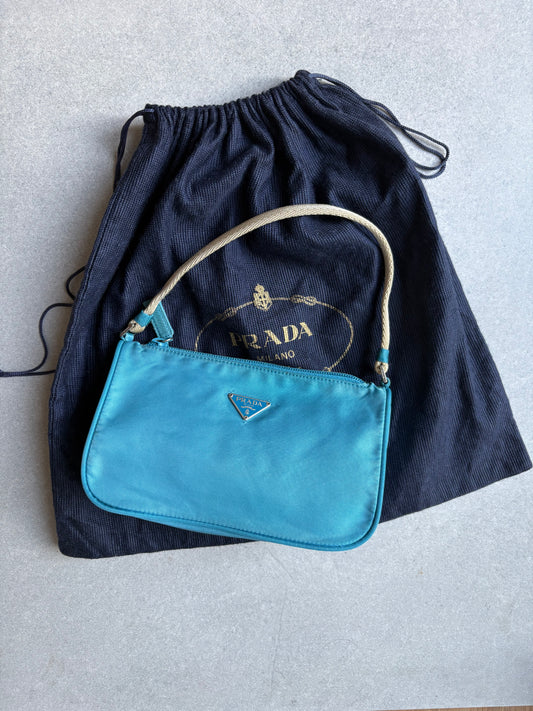 Prada Nylon Tessuto Accessory Pouch Blue
