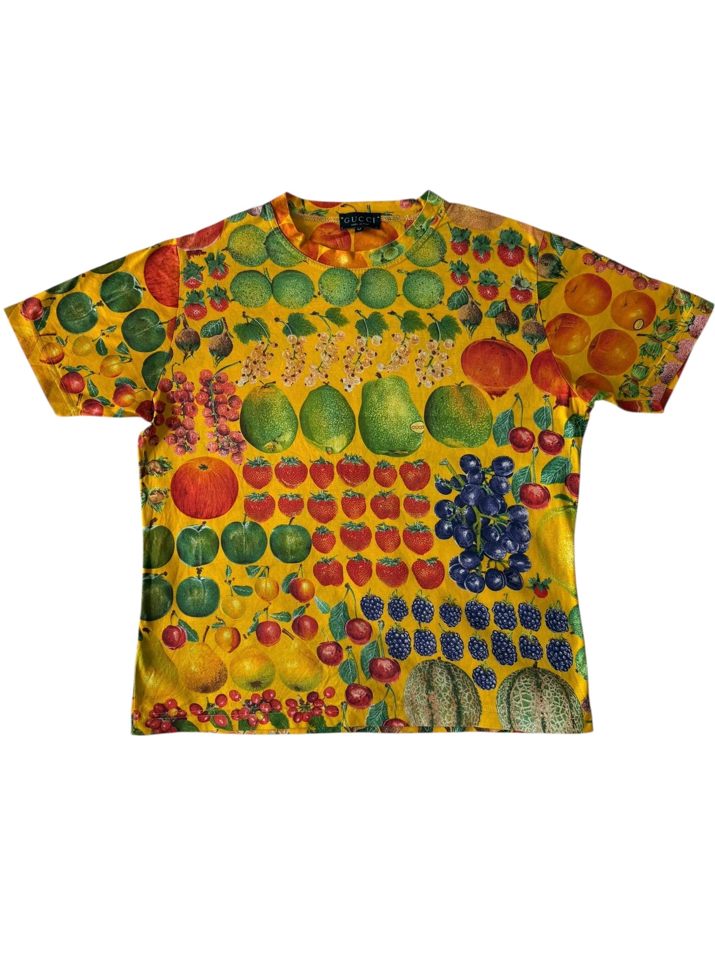 Gucci 1996 by Tom Ford Fruit Print Botanic Green Cotton T-Shirt