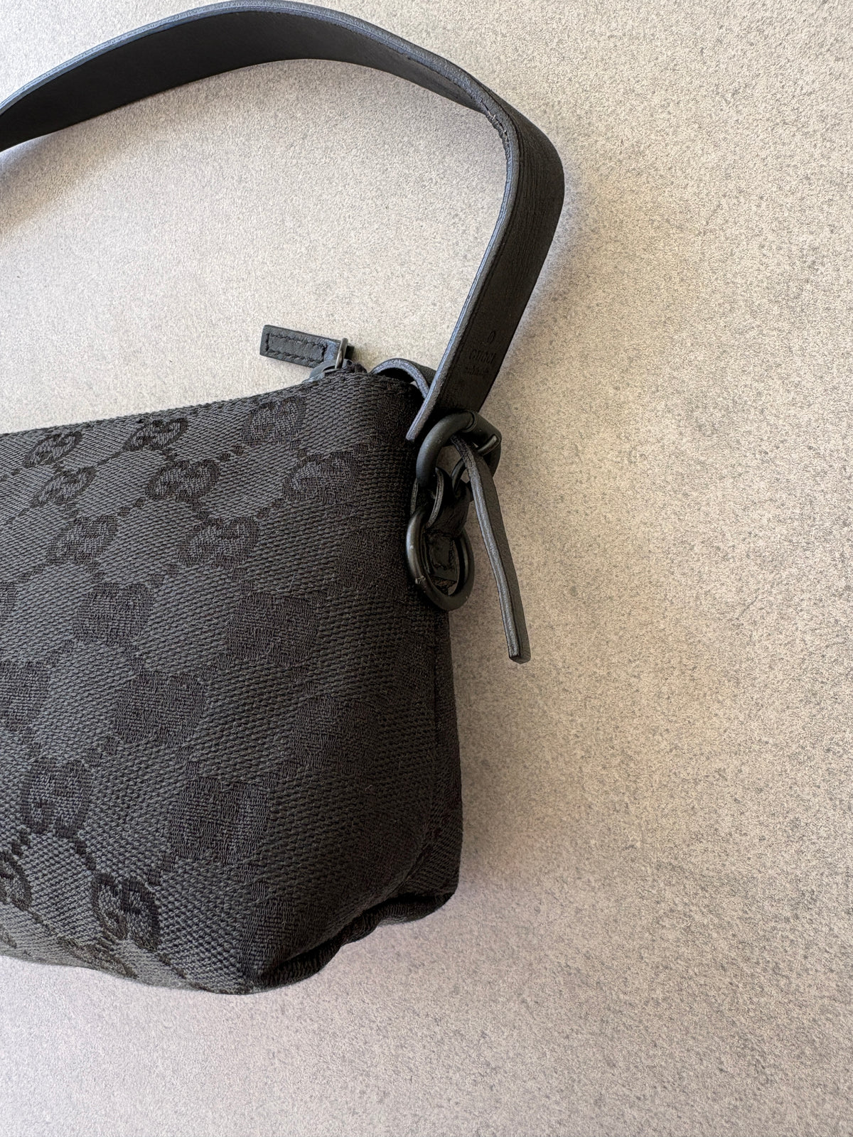 Gucci Black GG Canvas and Leather Pochette