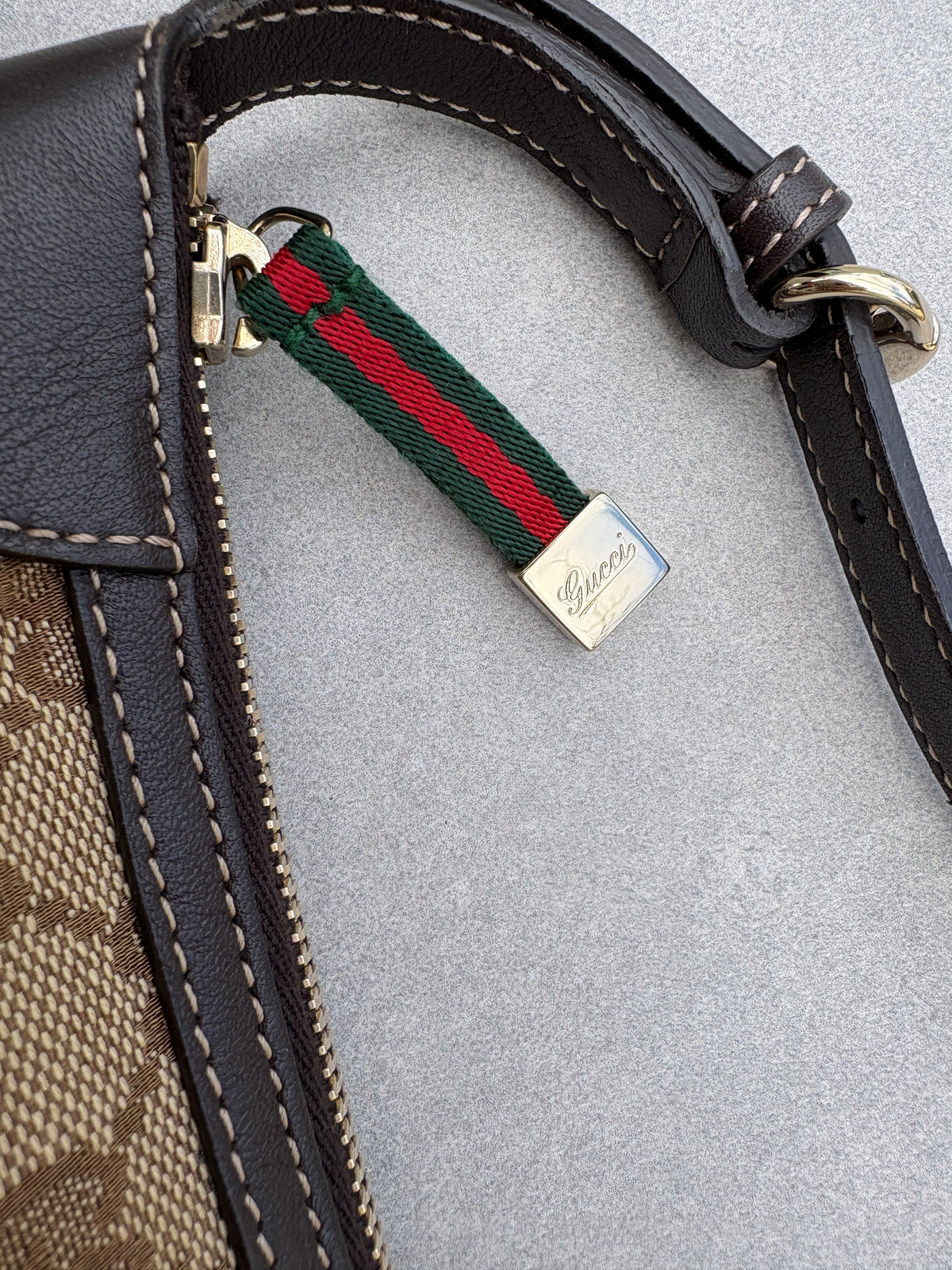 Gucci GG Canvas Pochette with Black Trim