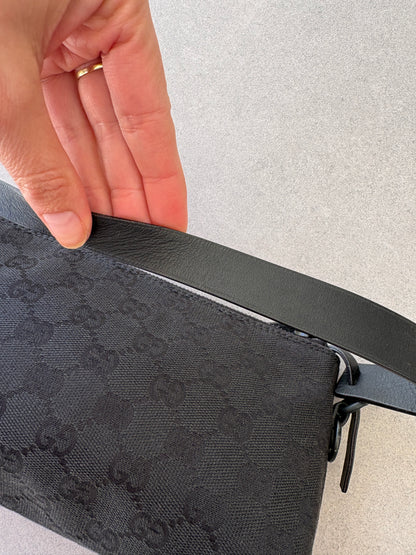 Gucci Black GG Canvas and Leather Pochette