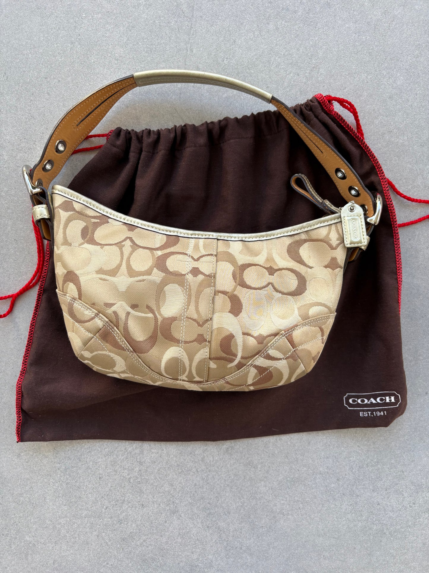 Coach Soho Monogram Bag Brown and Gold