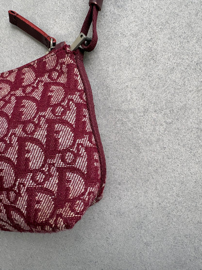 Christian Dior 2000s Red Trotter Monogram Shoulder Bag
