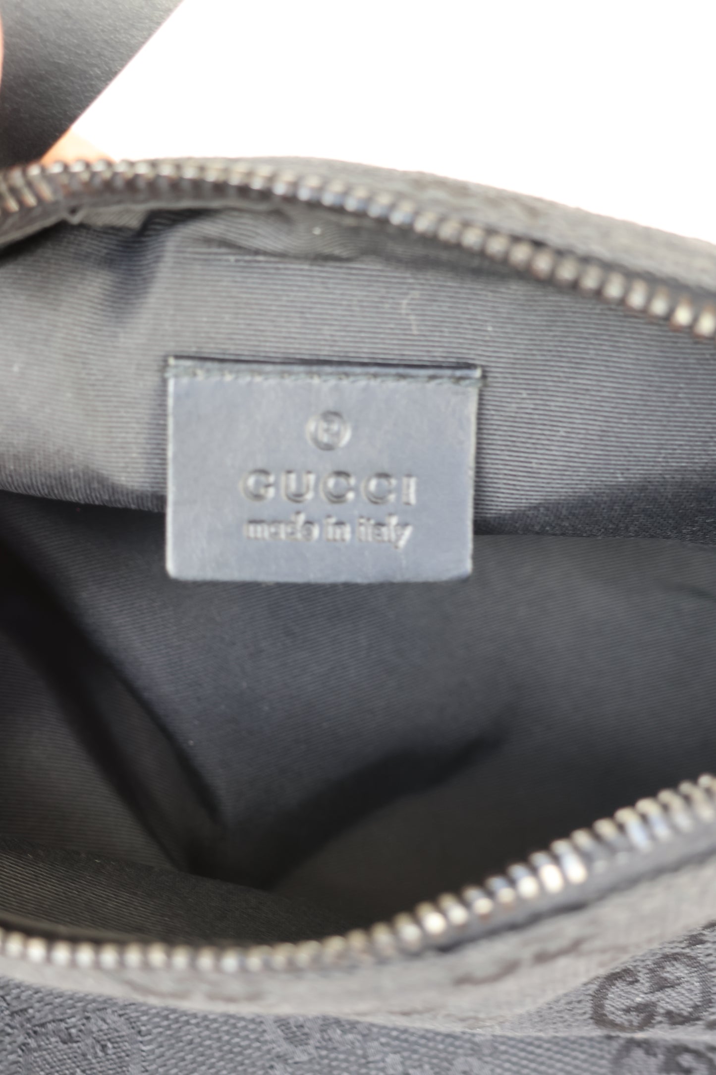 Gucci Black GG Canvas and Leather Pochette