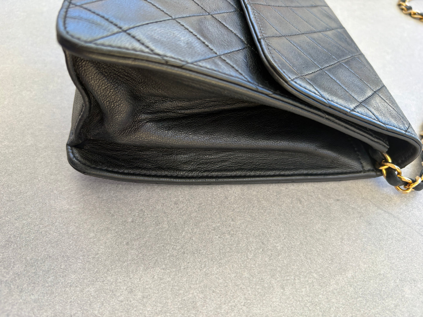 Chanel Classic Vintage Flap Black Lambskin Leather Shoulder Bag