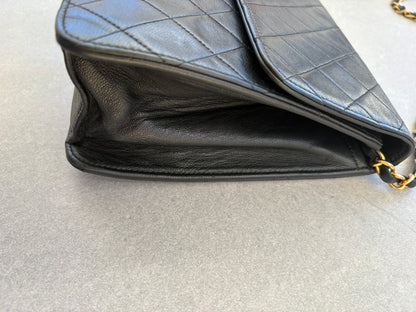 Chanel Classic Vintage Flap Black Lambskin Leather Shoulder Bag