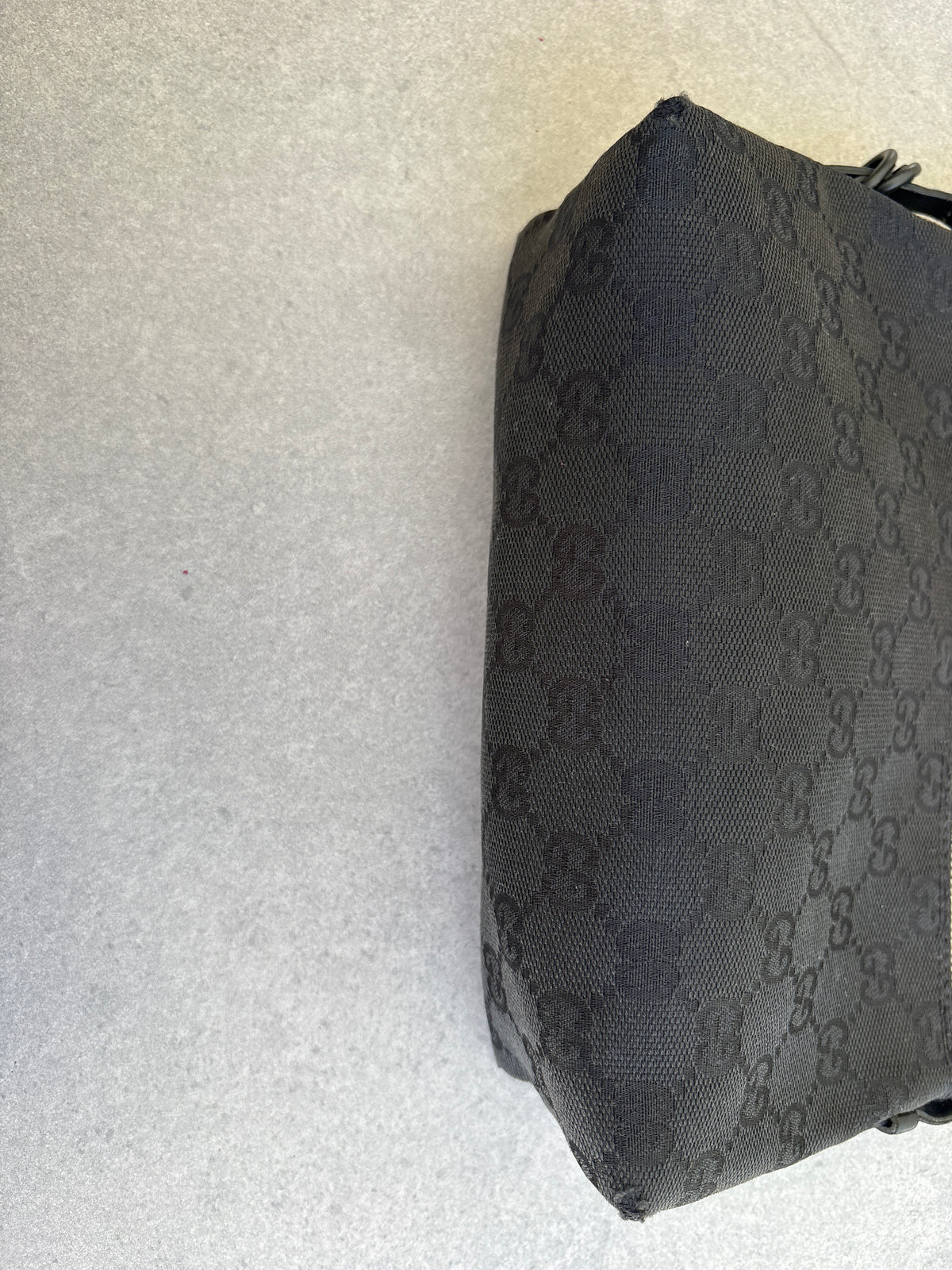 Gucci Black GG Canvas and Leather Pochette