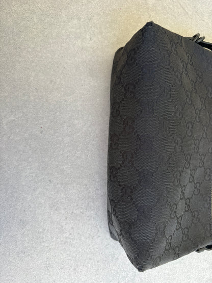 Gucci Black GG Canvas and Leather Pochette