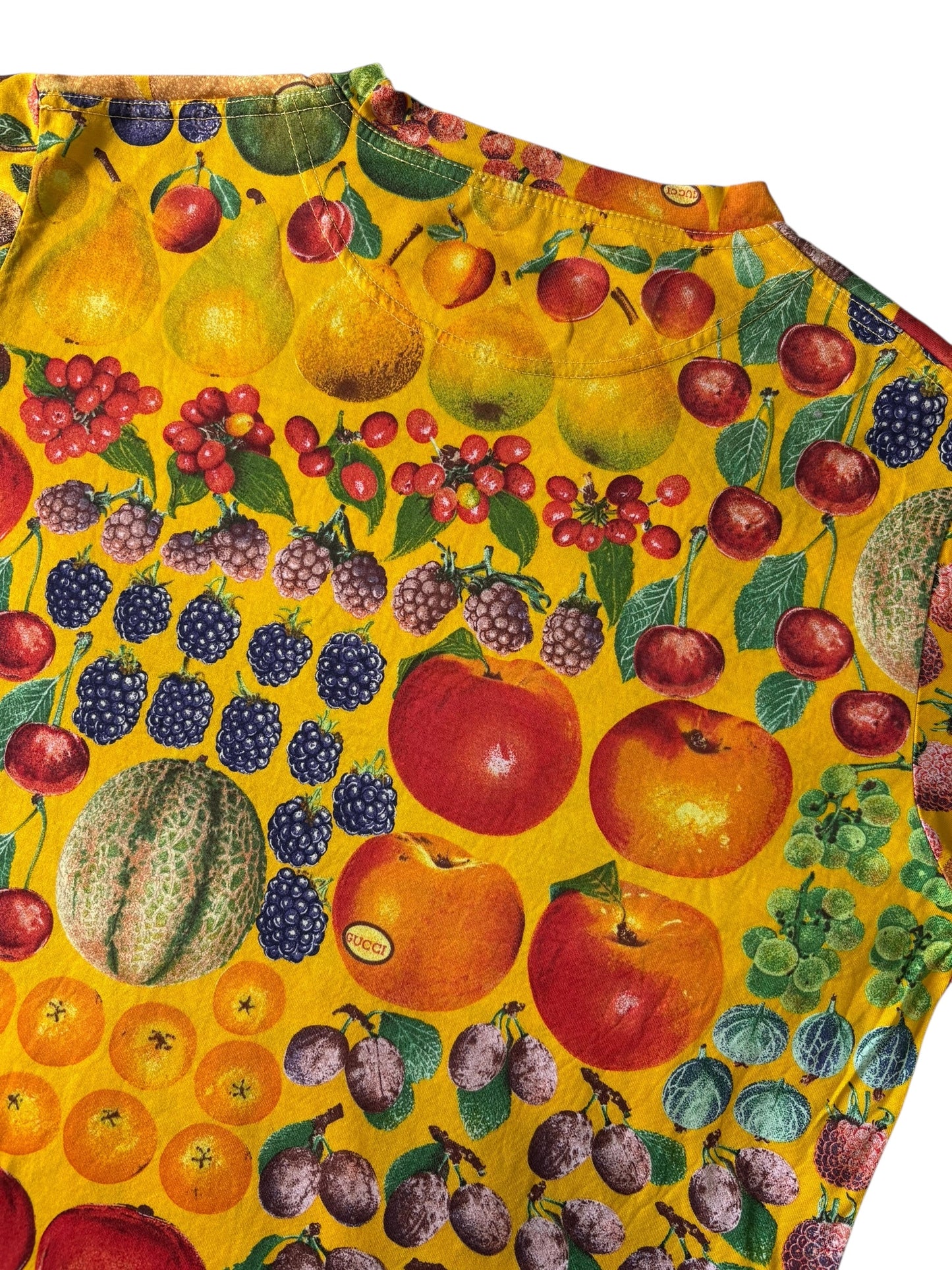 Gucci 1996 by Tom Ford Fruit Print Botanic Green Cotton T-Shirt