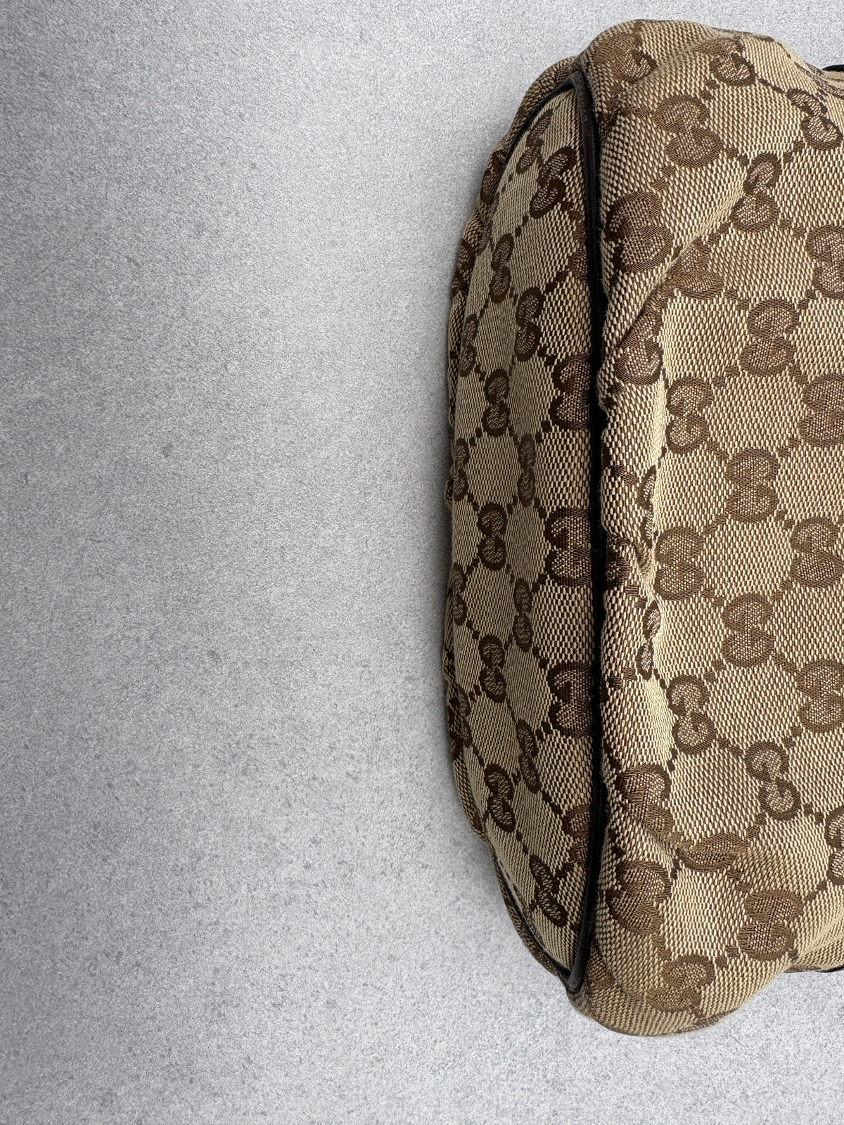Gucci GG Canvas Pochette with Black Trim